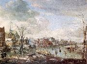 Aert van der Neer, with Golfers and Skaters